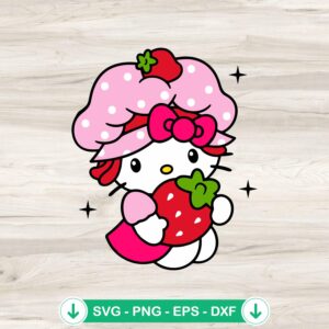 Hello Kitty Strawberry Shortcake svg file for Cricut cutting file