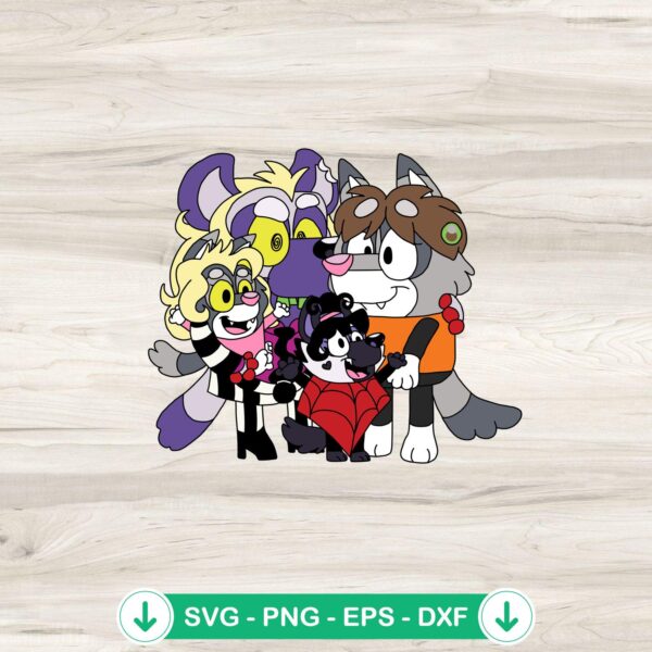 Bluey Beetlejuice Family SVG file for Cricut cutting machine