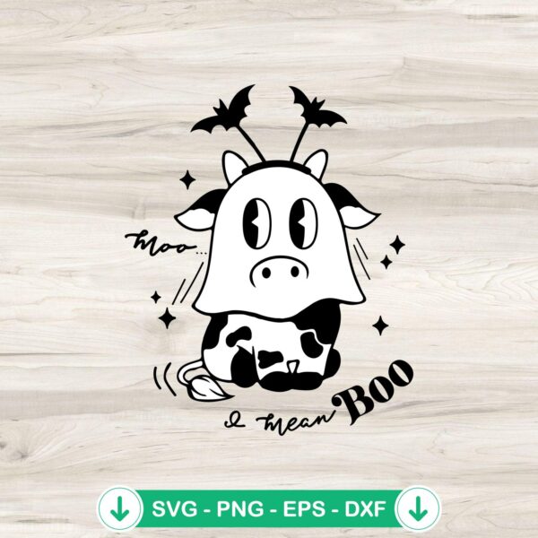 Cute Cow Ghost SVG file for Halloween, Cricut cut files