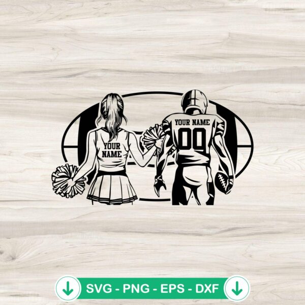 Football Player and Cheerleader SVG file for Cricut cutting machine