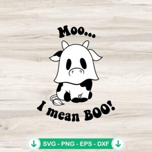 Moo I Mean Boo SVG file, Halloween Highland Cow cutting file