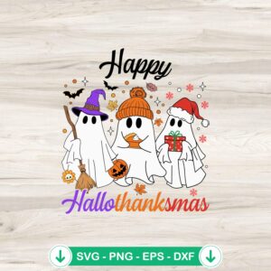 Happy Hallothanksmas Ghost SVG file for Cricut cutting