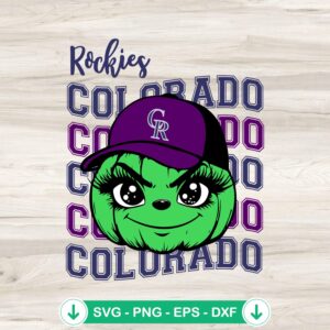 Grinch Face Colorado Rockies Baseball SVG file for cutting machines