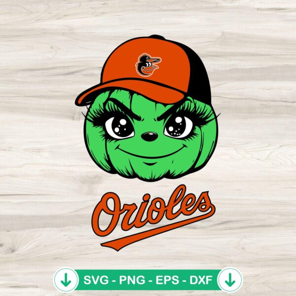 Grinch Pumpkin Baltimore Orioles Baseball svg file for cutting machine