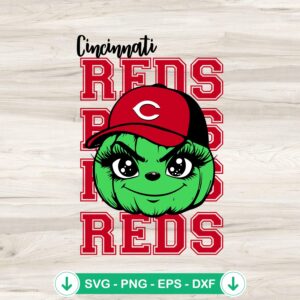 Grinch Pumpkin Cincinnati Reds Baseball SVG file for cutting machines