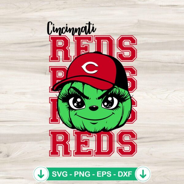Grinch Pumpkin Cincinnati Reds Baseball SVG file for cutting machines