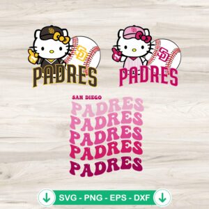 Hello Kitty Padres MLB SVG file for cutting machine