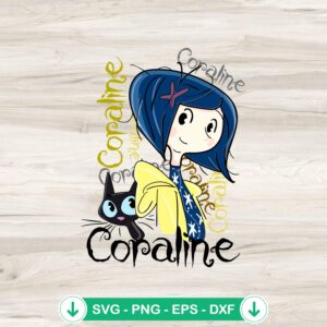 Coraline SVG file with cat design for cutting machine