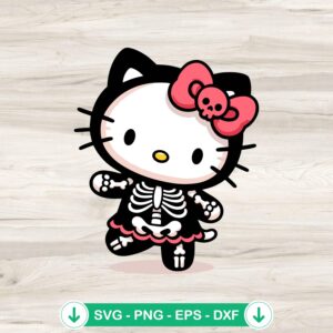 Hello Kitty Skeleton Outfit SVG file for Cricut cutting machine