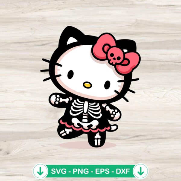 Hello Kitty Skeleton Outfit SVG file for Cricut cutting machine