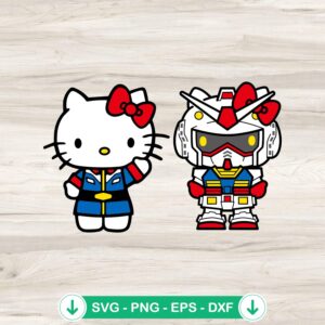 Hello Kitty Gundam SVG file for Cricut cutting machine