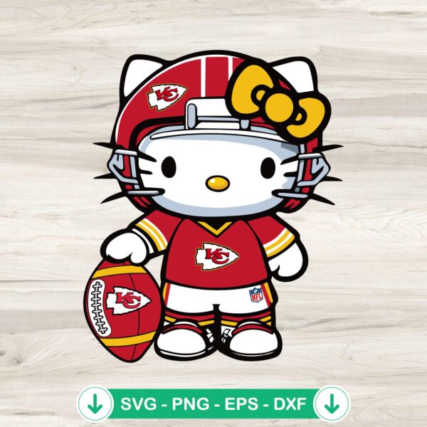 Hello Kitty Chiefs Football SVG file for Cricut cut files