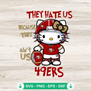 Hello Kitty NFL SVG file featuring 49ers football helmet design