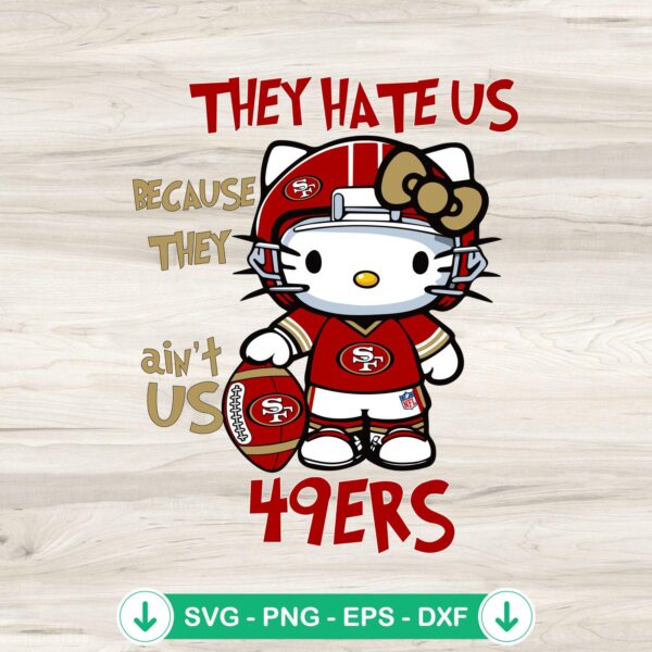 Hello Kitty NFL SVG file featuring 49ers football helmet design