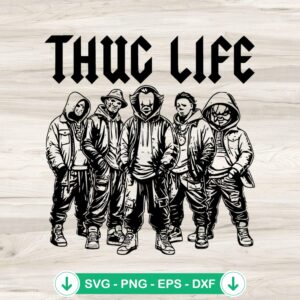 Thug Life horror svg file featuring Pennywise and Michael Myers