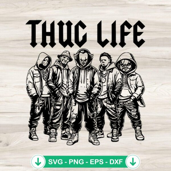 Thug Life horror svg file featuring Pennywise and Michael Myers