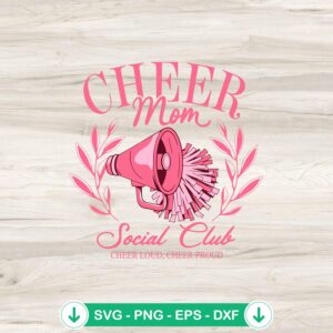 Cheer Mom Social Club SVG file for Cricut cutting machine