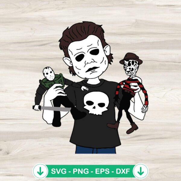 Toy Story horror SVG file featuring Jason Voorhees and Freddy Krueger