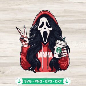 Scream Ghostface Mama Drink Starbucks coffee SVG file for cutting machines