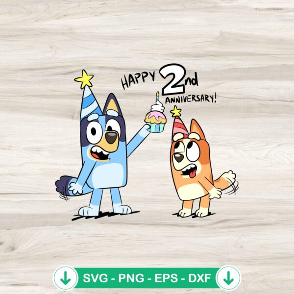 Bluey Bingo Birthday 2nd Anniversary SVG file for cutting machines
