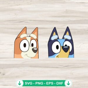 Cute Bluey and Bingo Face SVG file for cutting machines