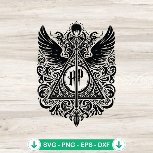 Harry Potter Zentangle Logo SVG file for Cricut cutting machine