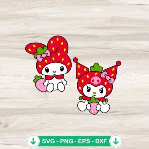 Kuromi And My Melody Strawberry SVG file for cutting machines