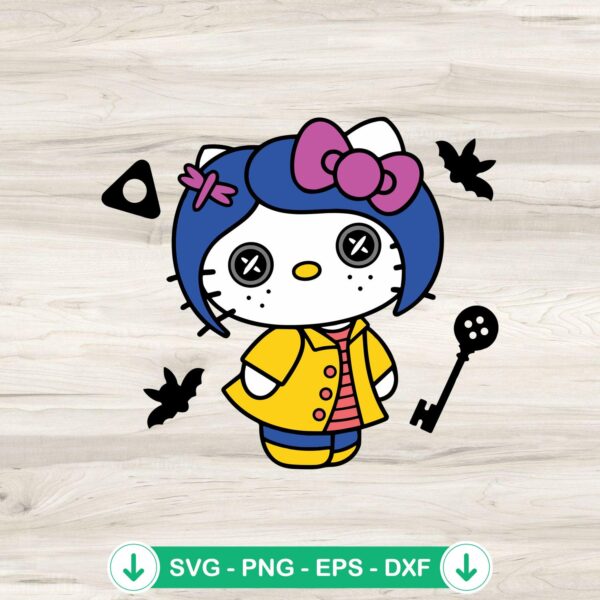 Hello Kitty Coraline SVG file for Halloween cut project