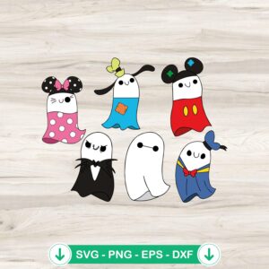 Disney Friends Ghost Halloween SVG bundle, cut files for Cricut