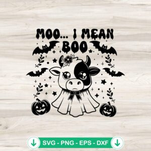Moo I Mean Boo Funny Cow SVG file for Halloween crafts