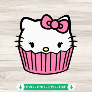 Cute Hello Kitty Cupcake SVG file for Cricut cutting machine