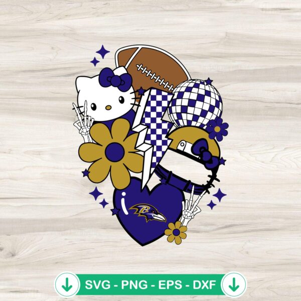 Baltimore Ravens Kitty NFL SVG file for cricut cutting machine
