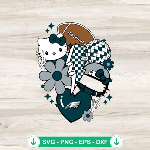 Philadelphia Eagles Football Kitty SVG cut file for Cricut