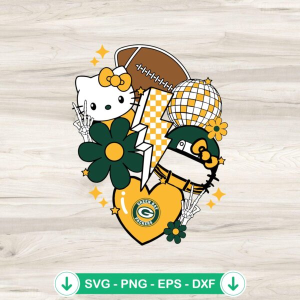 Green Bay Packers Kitty NFL SVG file for cutting machines