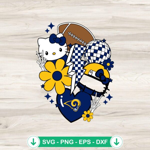Los Angeles Rams Hello Kitty Football SVG file for Cricut