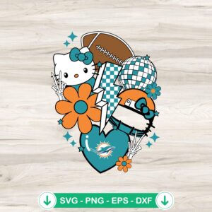 Miami Dolphins Hello Kitty NFL SVG file for cutting machine