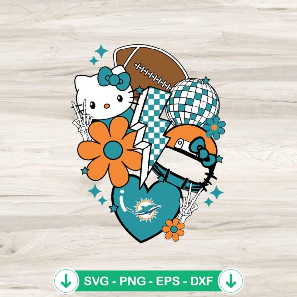 Miami Dolphins Hello Kitty NFL SVG file for cutting machine