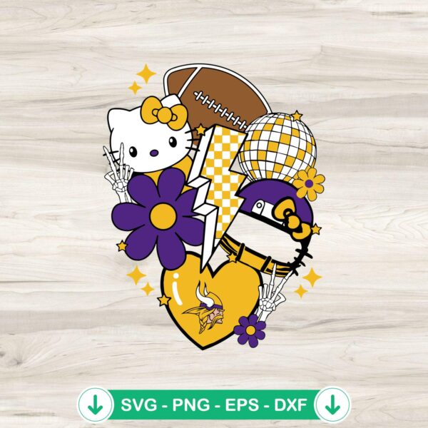Minnesota Vikings Hello Kitty NFL SVG file for cutting machines