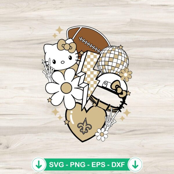 New Orleans Saints Kitty Football SVG file for cutting machines