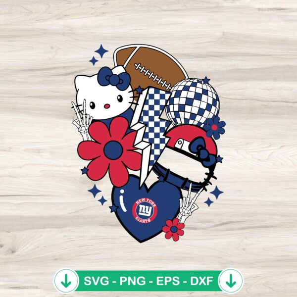 New York Giants Kitty Football SVG file for Cricut
