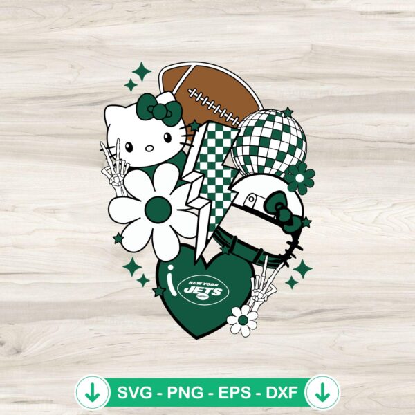 New York Jets kitty cat football svg file for Cricut