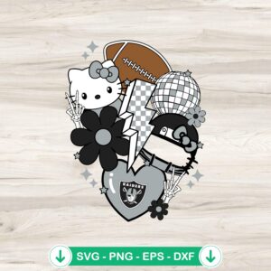 Hello Kitty Las Vegas Raiders football svg file for Cricut