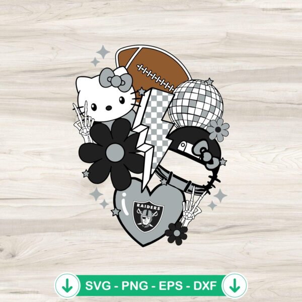 Hello Kitty Las Vegas Raiders football svg file for Cricut