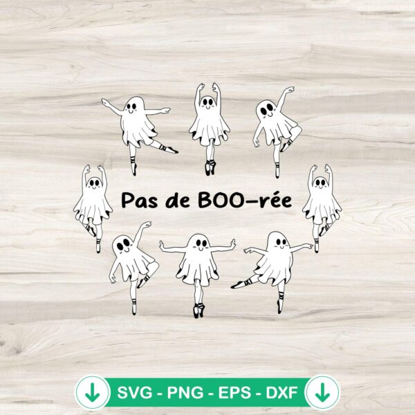 Pas De Boo-rée SVG file, ghost ballet dancer cutting file