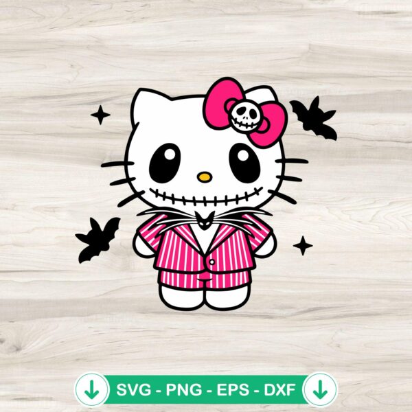 Hello Kitty Jack Skellington svg file for Cricut cutting machine