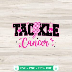 Tackle Breast Cancer SVG file, pink football player cutting file