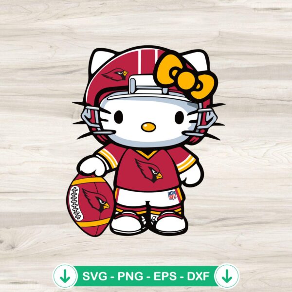 Arizona Cardinals Hello Kitty Football Player SVG file for cutting