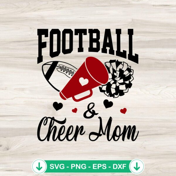 Football and Cheer Mom SVG file for cricut cutting machine