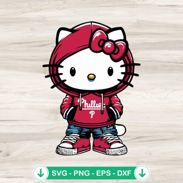 Hello Kitty Philadelphia Phillies hoodie SVG file, cricut SVG cutting file