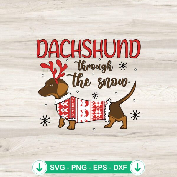 Dachshund Through the Snow SVG file for cricut cutting